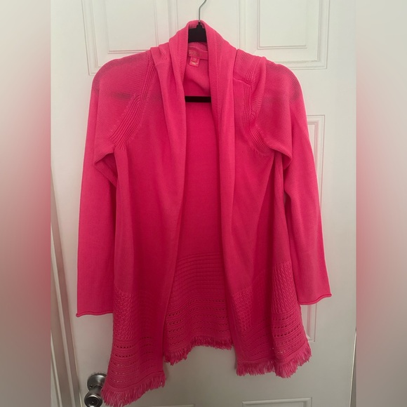 Lilly Pulitzer Sweaters - Lilly Pulitzer Pink Isle Noble Fringe Cardigan